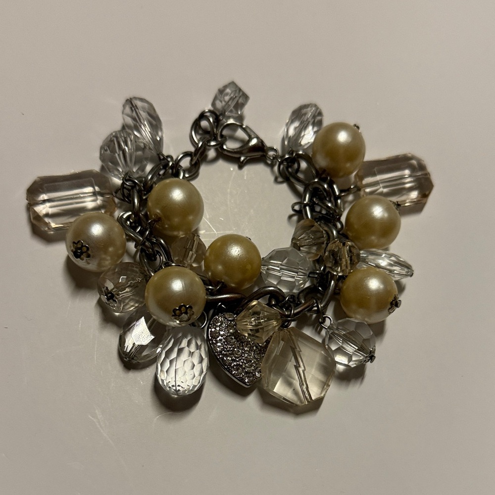 New York & Company Pearl and Crystal Bracelet